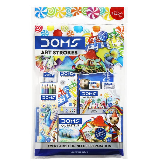 Doms Art Strokes Kit | Combination of 9 Stationery Items