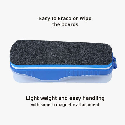DOMS Fine Magnetic Whiteboard Duster Marker Set | Easy to Wipe | Refillable White Board Marker with Good Grip | Set of 2 Markers & 1 Duster