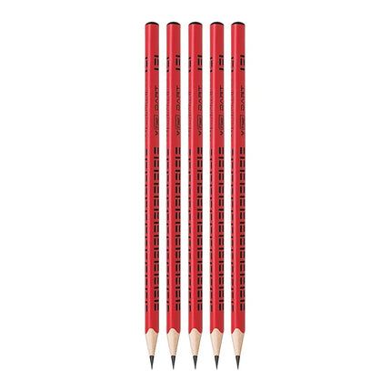Flair Creative Dart Extra Dark Pencils set, featuring five red pencils with high-grade HB leads for smooth writing.