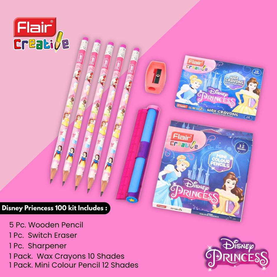 Flair Creative Disney Princess 150 Kit | Stationery Kit of 5 Items