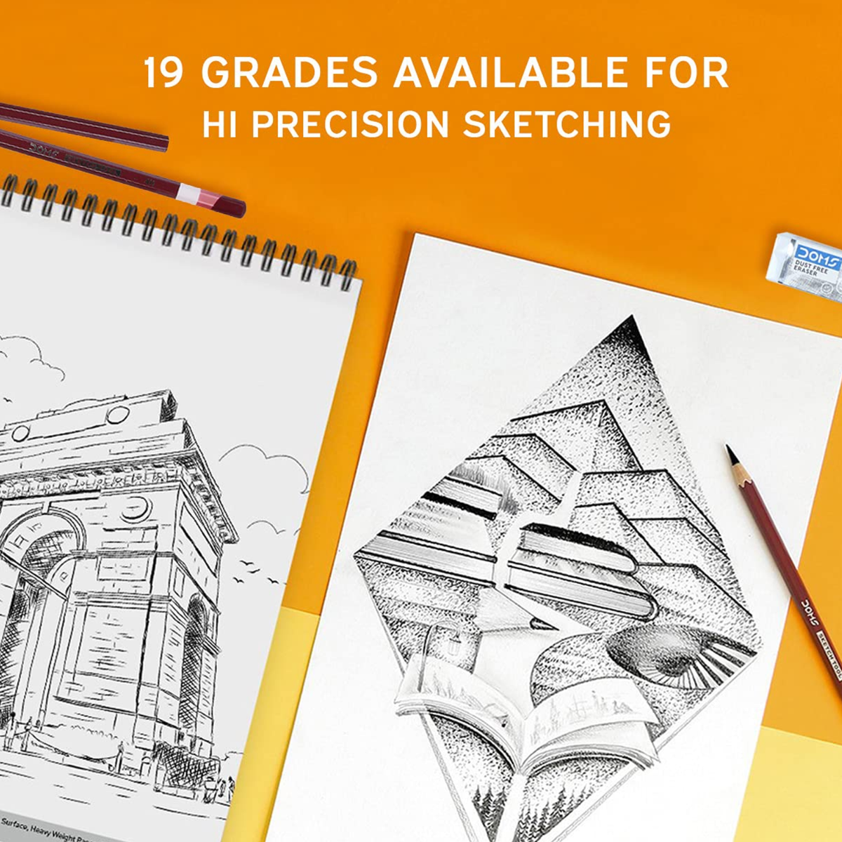Doms Drawing Pencils | Pack of 10 | Includes Eraser