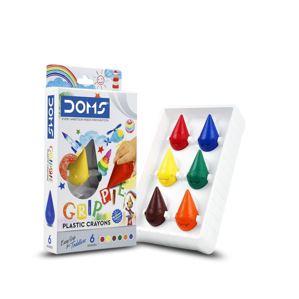DOMS Grippie Crayons | Set of 6 Shades