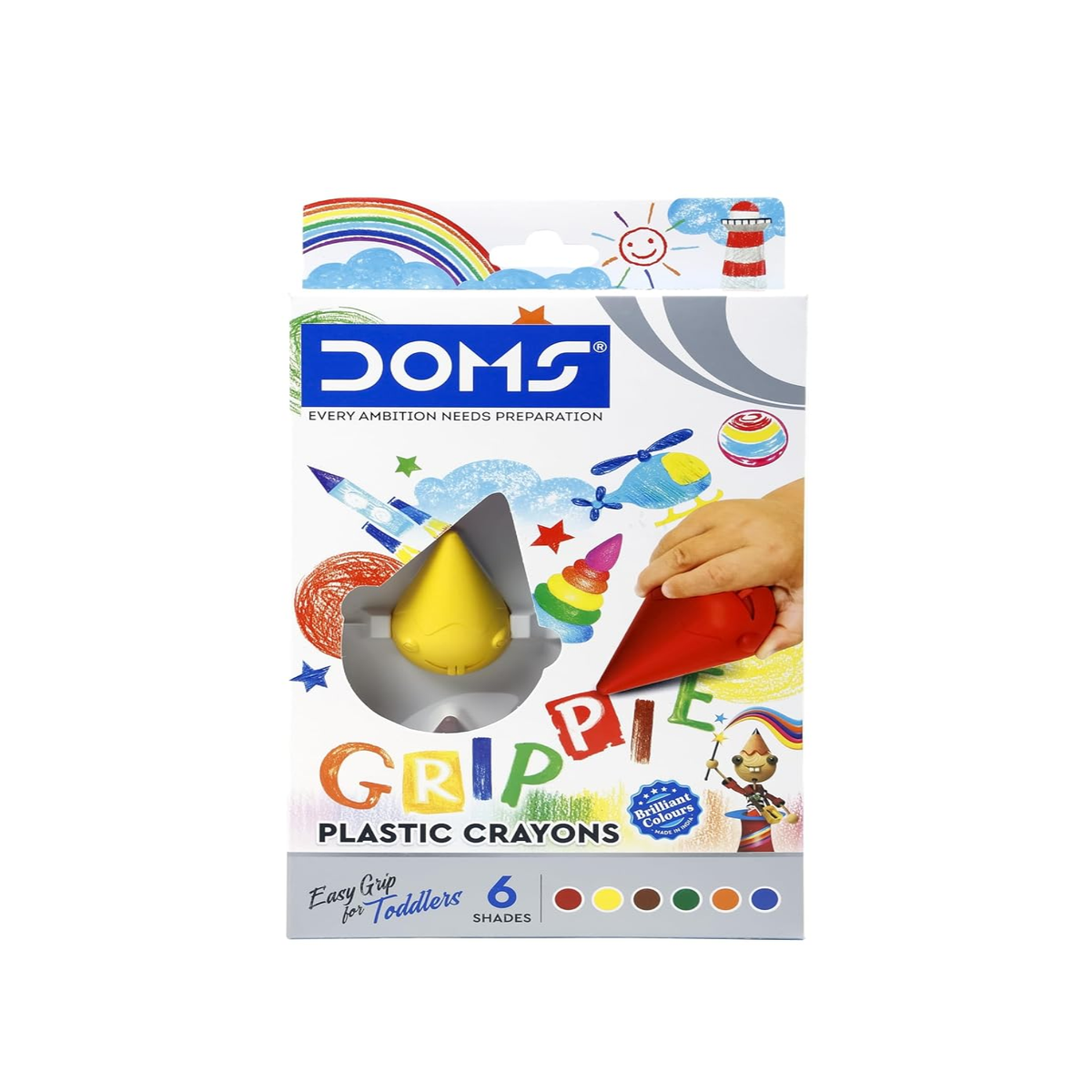 DOMS Grippie Crayons | Set of 6 Shades