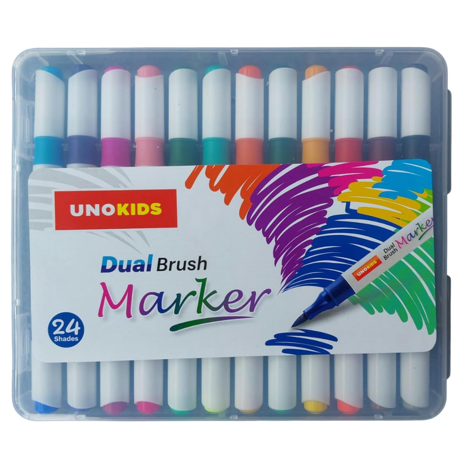 Unokids Dual Brush Pen Set of 24 Shades