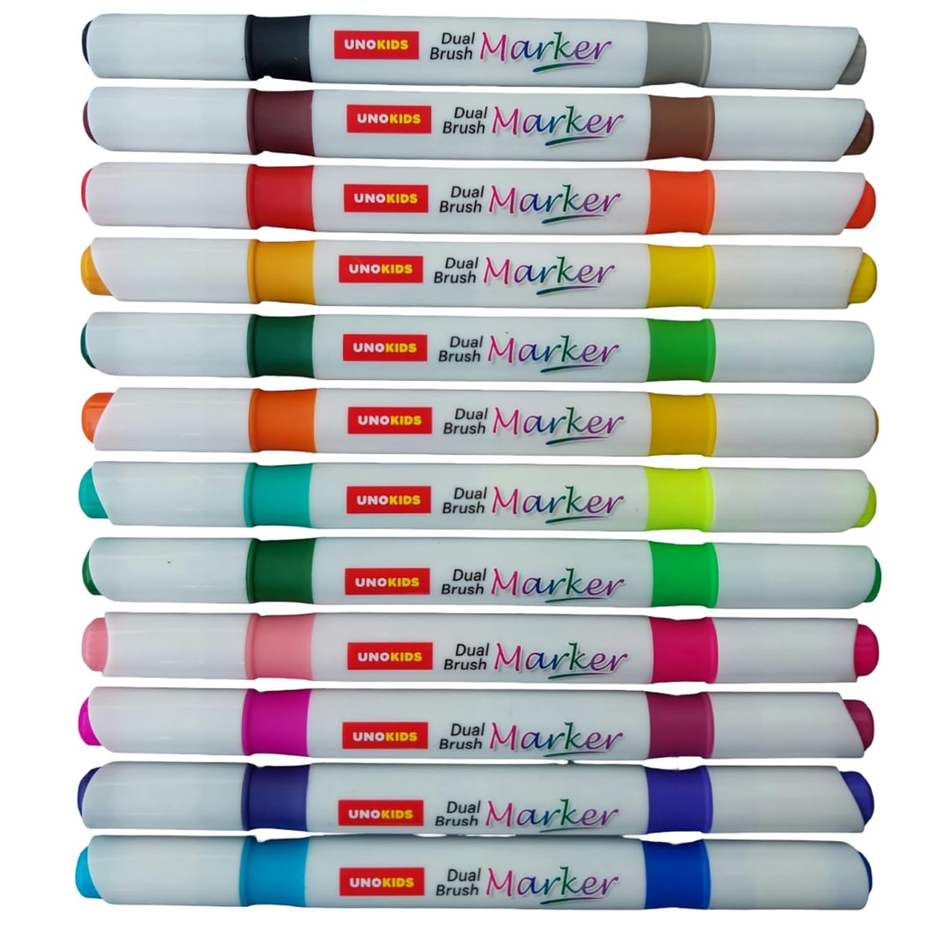 Unokids Dual Brush Pen Set of 24 Shades