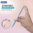 DOMS E-Mech 0.5mm Mechanical Pencil showcasing retractable mechanism for easy lead storage.