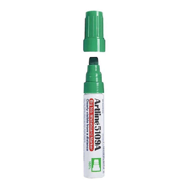 Artline EK-5109A White Board Marker | Ink Colour - Blue, Black, Red and Green - Green Marker with Cap Off