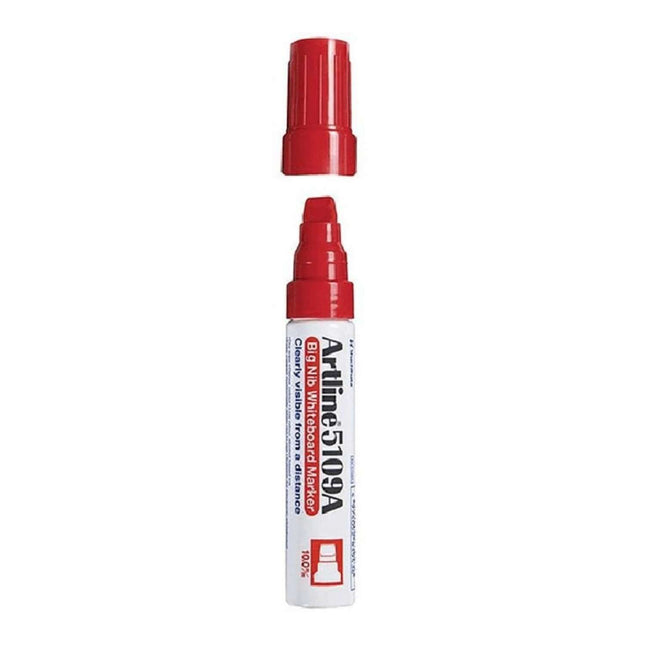 Artline EK-5109A White Board Marker | Ink Colour - Blue, Black, Red and Green - Red marker with cap off.