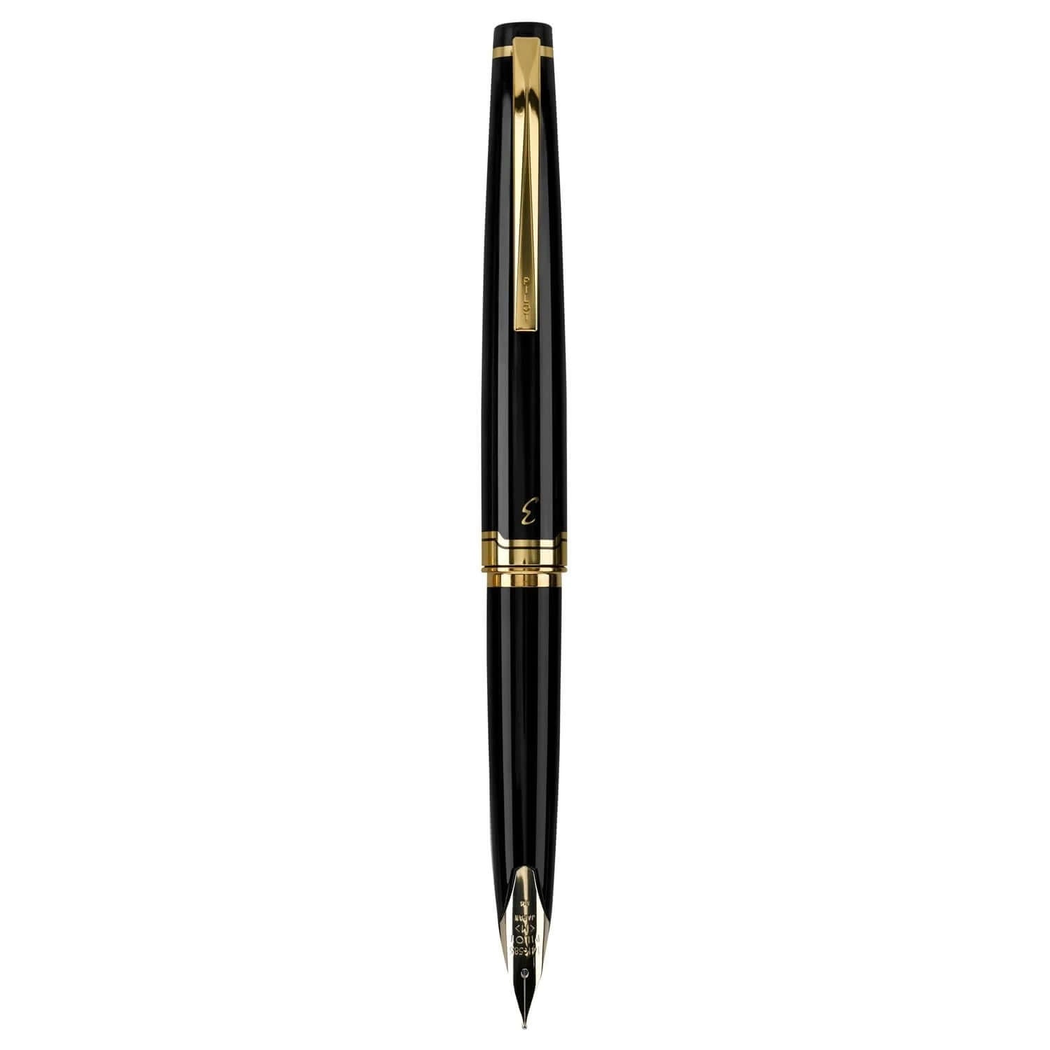 Pilot Elite 95s Black GT Fountain Pen featuring premium resin, aluminium, and gold-plated trims.