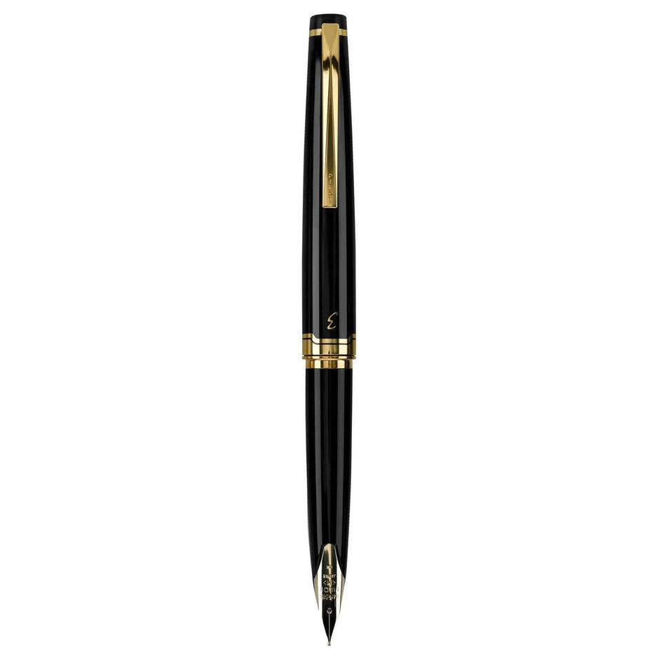 Pilot Elite 95s Black GT Fountain Pen featuring premium resin, aluminium, and gold-plated trims.