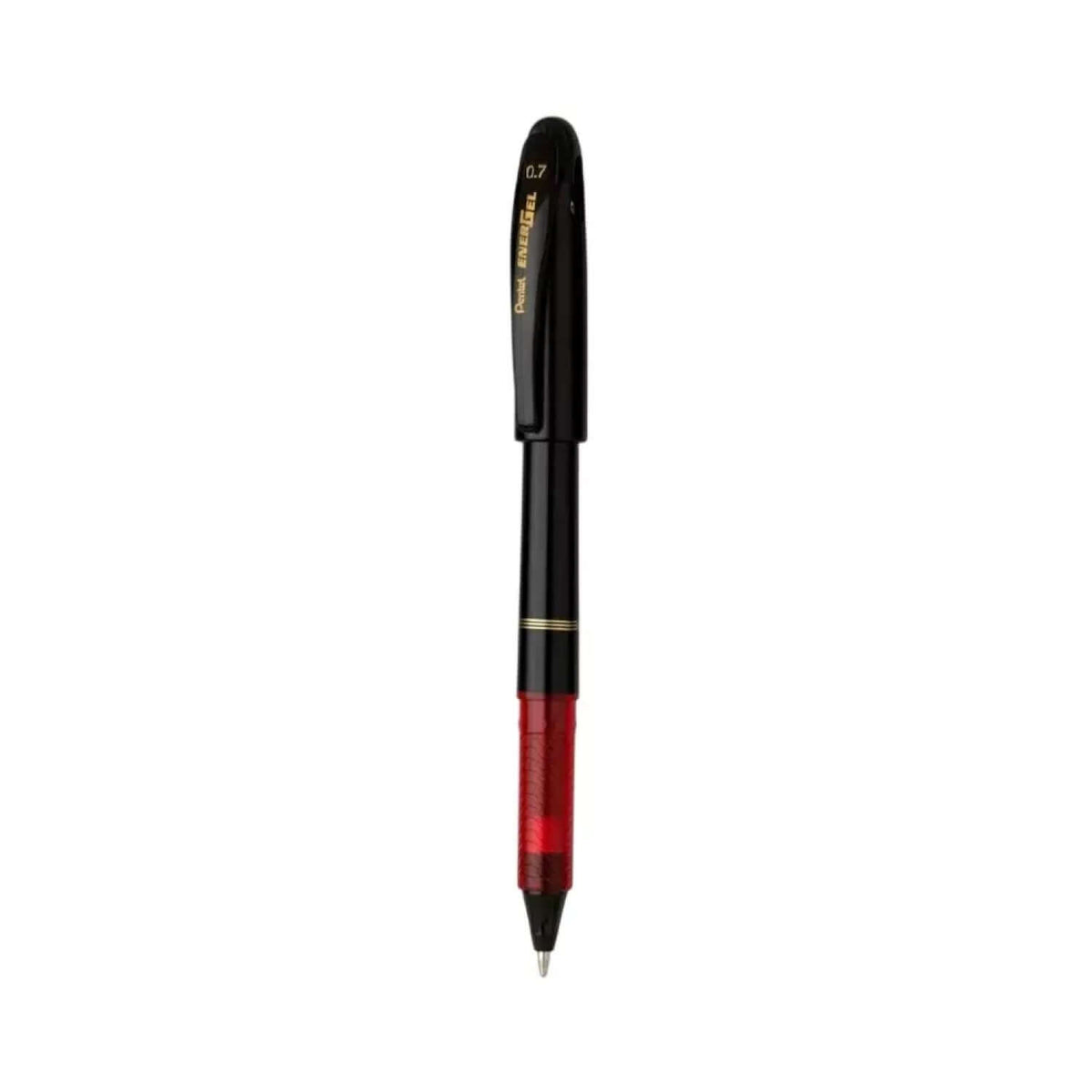 Pentel Energel BL117 Roller Gel Pen | Quick Dry Ink For Smudge-Free Writing in red color.