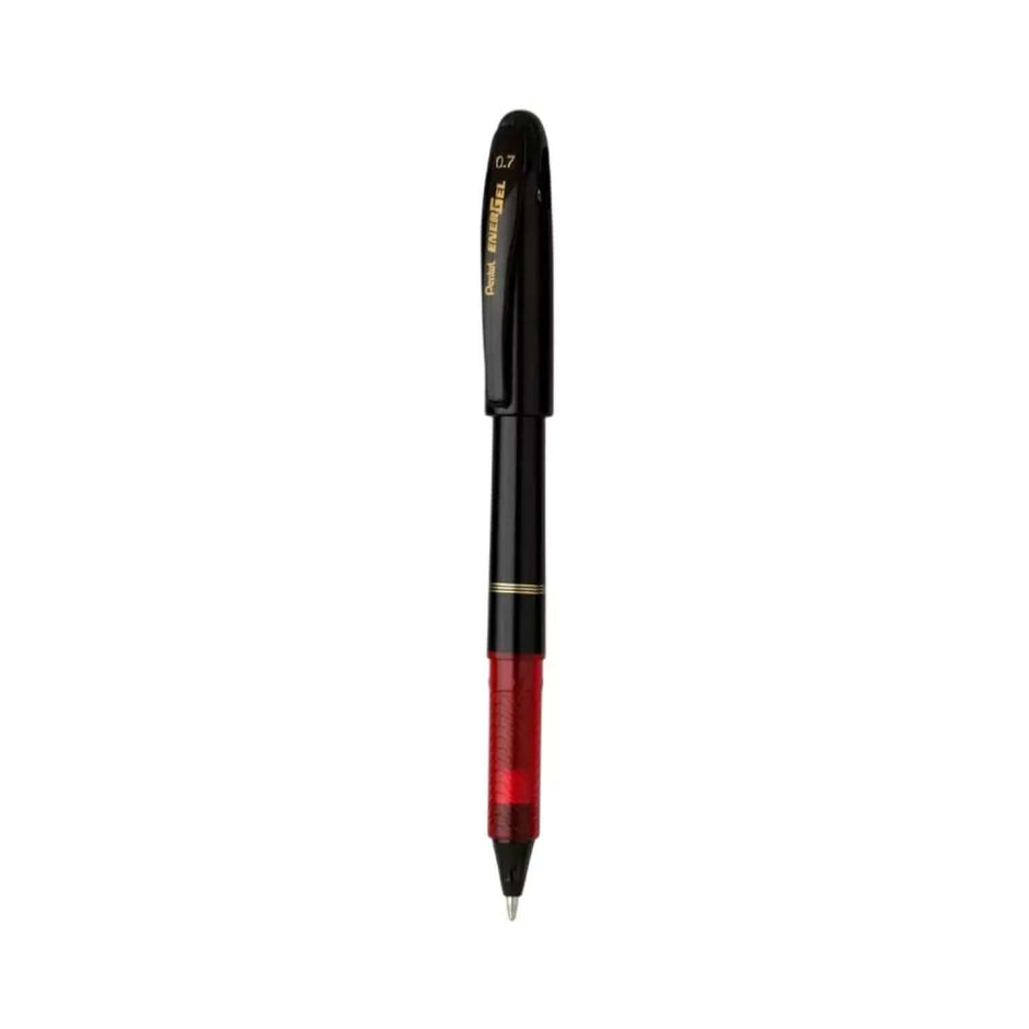 Pentel Energel BL117 Roller Gel Pen | Quick Dry Ink For Smudge-Free Writing in red color.