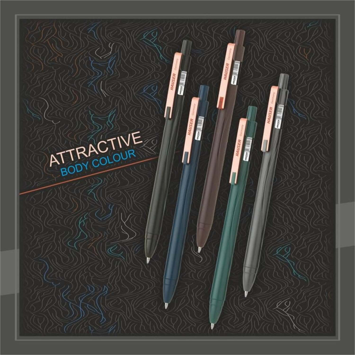 Hauser Enzo Ball Pen | Ink Colour - Blue alongside other attractive coloured pens in stylish display.