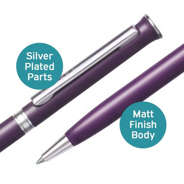 Hauser Epic Ball Pen | Ink Colour - Blue with silver plated parts and matt finish body.
