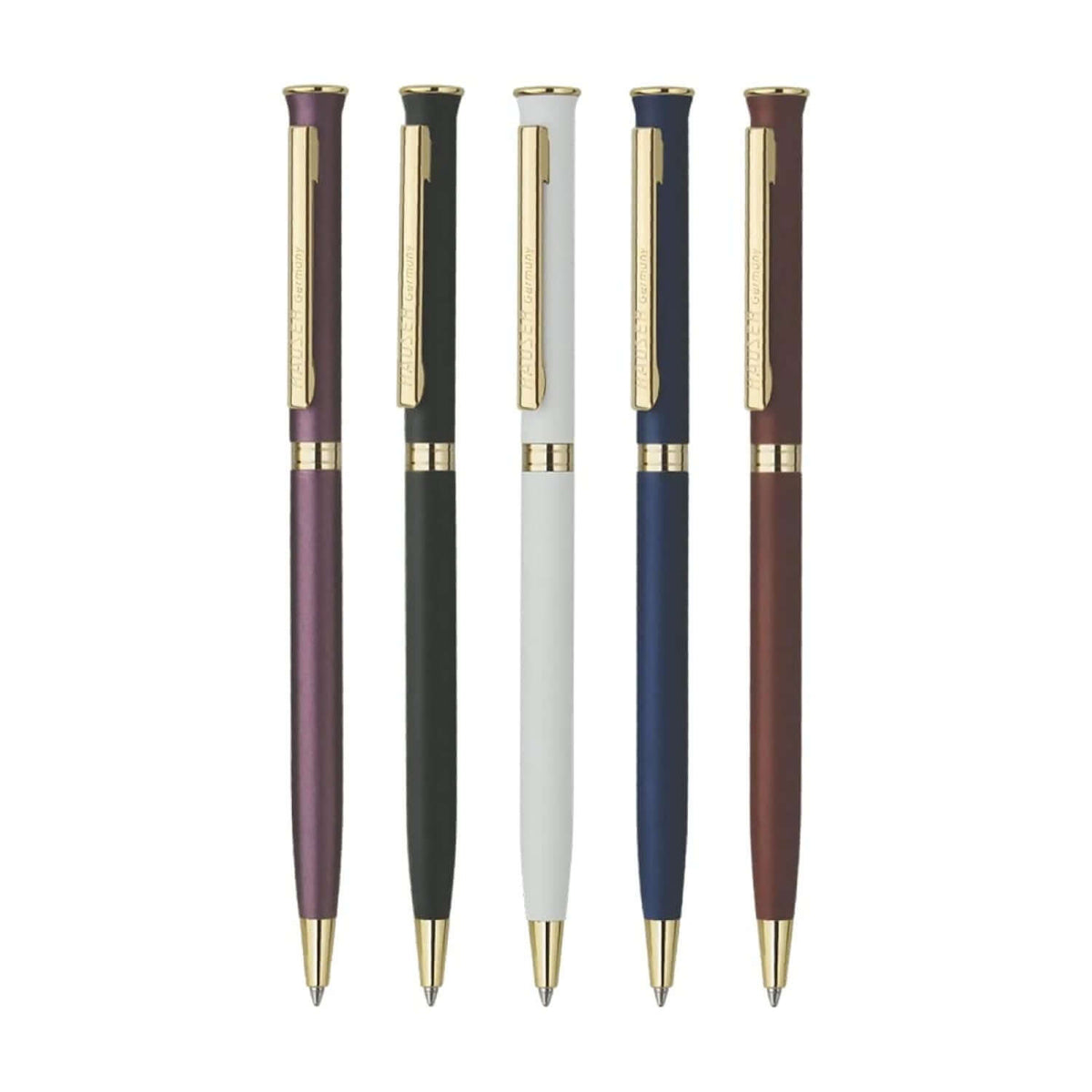Hauser Epic Gold Ball Pen | Ink Colour - Blue and other luxury ballpoint pens in a line-up.