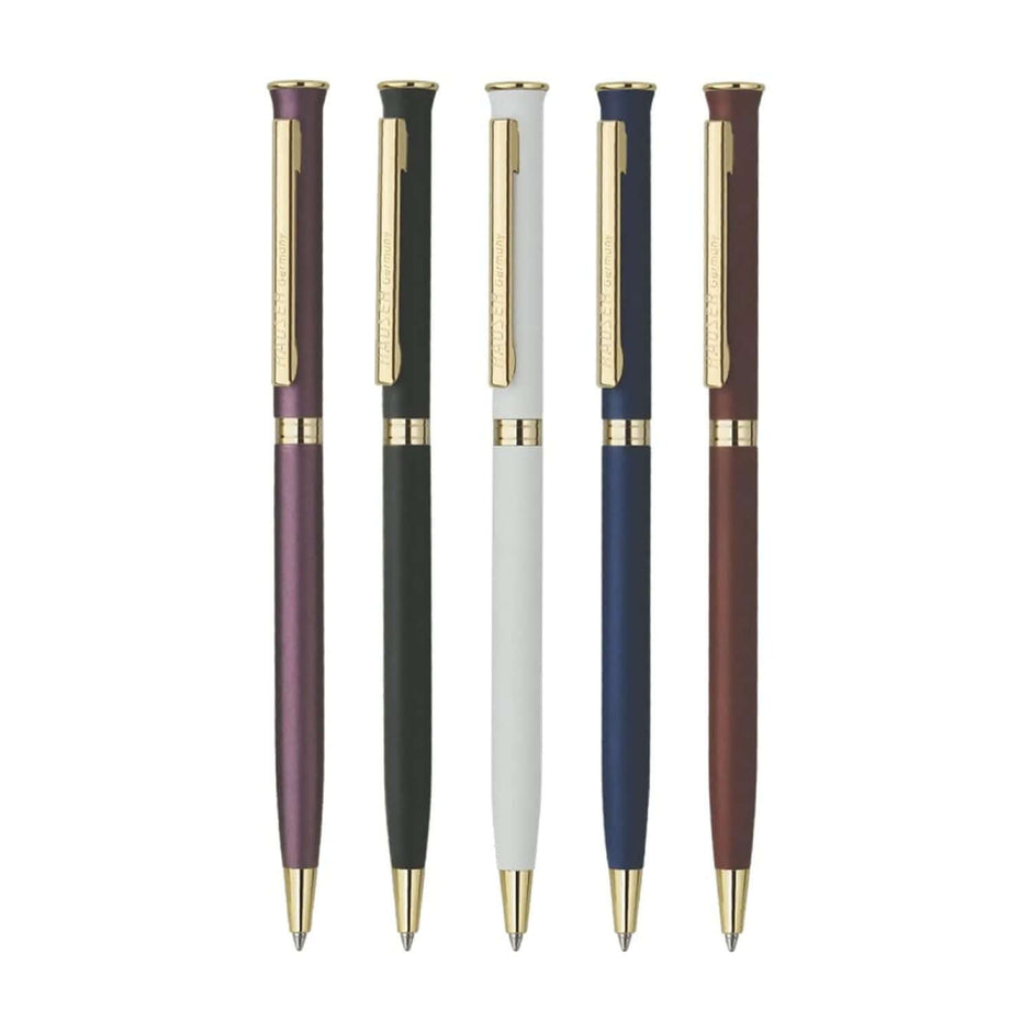 Hauser Epic Gold Ball Pen | Ink Colour - Blue and other luxury ballpoint pens in a line-up.