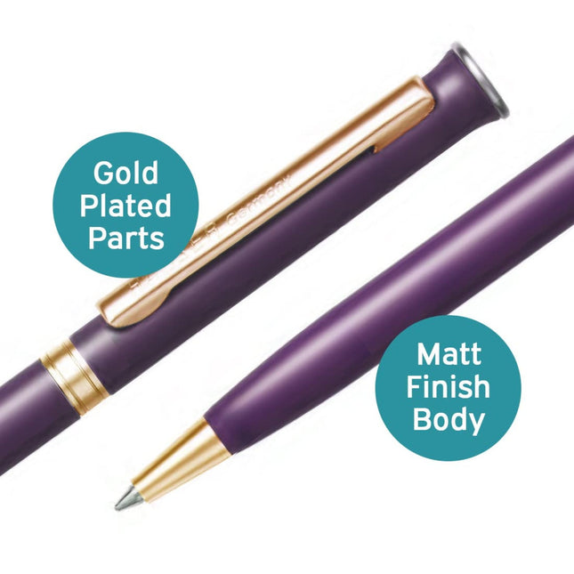 Hauser Epic Gold Ball Pen | Ink Colour - Blue featuring gold plated parts and matt finish body.