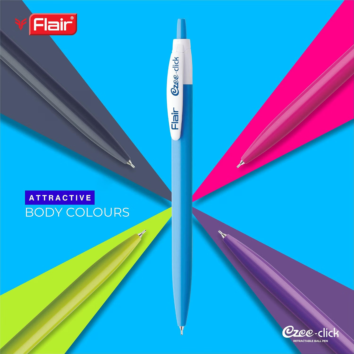 Flair Ezee Click Ball Pen | Ink Colour - Blue