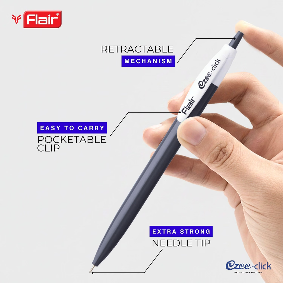 Flair Ezee Click Ball Pen | Ink Colour - Blue