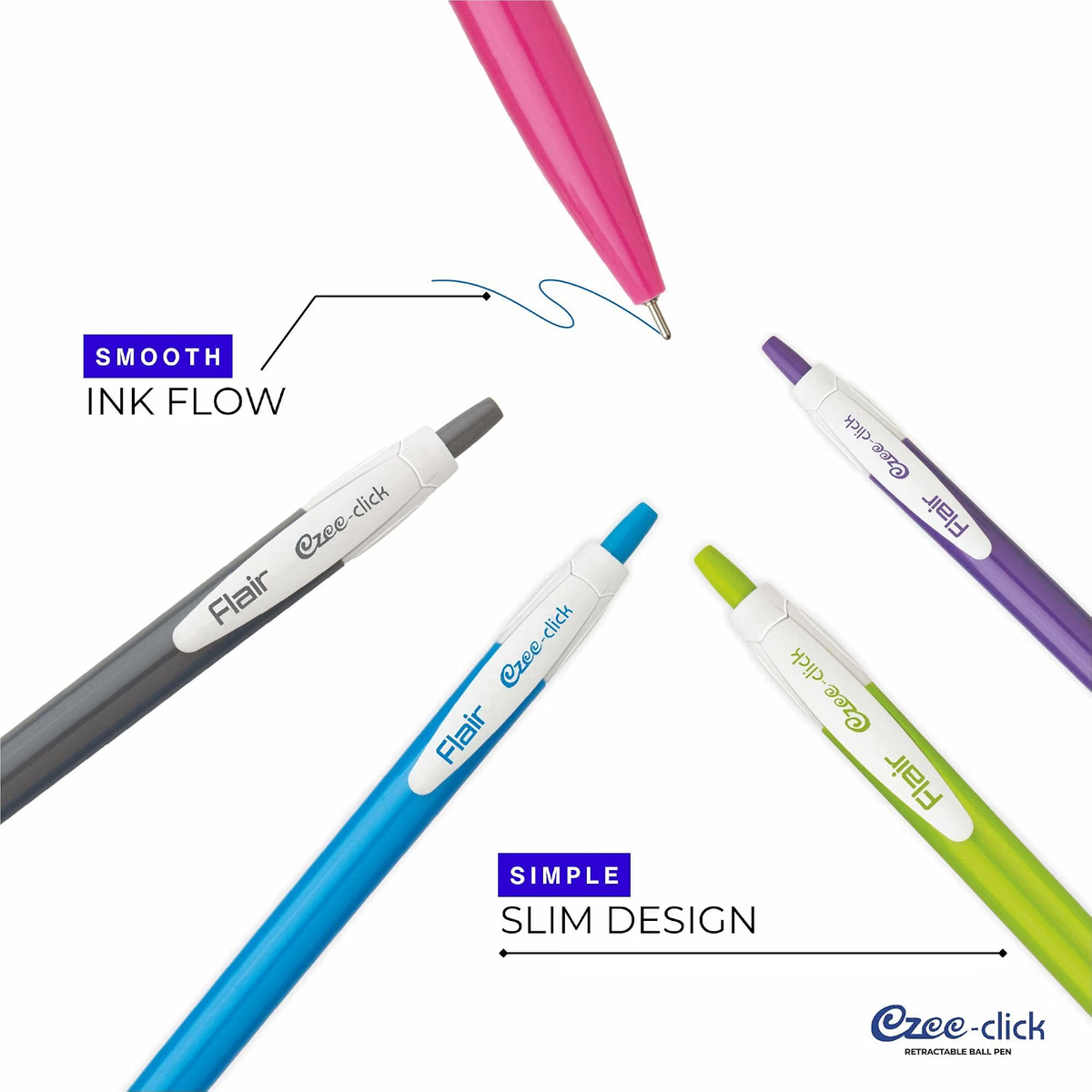 Flair Ezee Click Ball Pen | Ink Colour - Blue