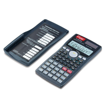 Flair FC-991MS Scientific Calculator | 401 Functions and 2 Line Display with protective cover and display.
