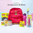 Flair Creative Girl Power Kit | Stationery Kit of 10 Assorted Items in a stylish red bag with vibrant art supplies.