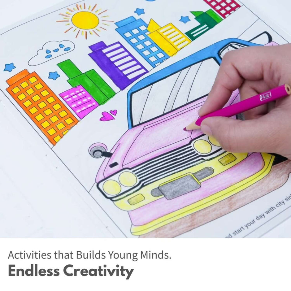 Flair Creative Girl Power Kit | Stationery Kit of 10 Assorted Items featuring a child's coloring activity.