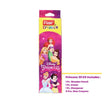 Flair Creative Disney Princess 30 Kit | Stationery Kit of 4 Items packaging with princess illustrations and included items list.