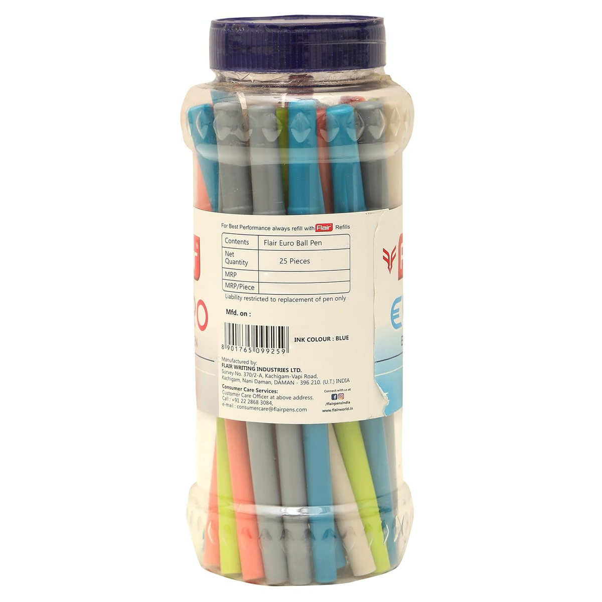Flair Euro Ball Pen | Pack of 25 | Ink Colour - Blue
