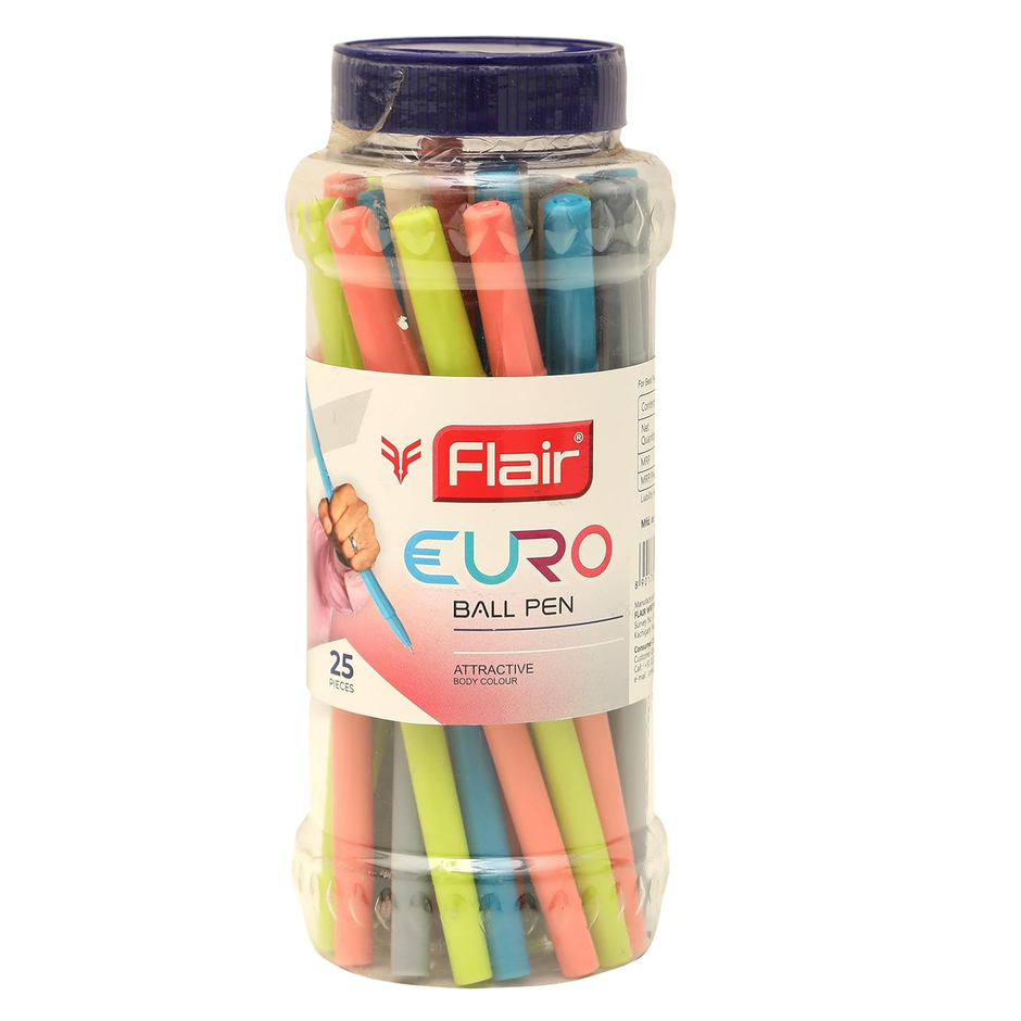 Flair Euro Ball Pen | Pack of 25 | Ink Colour - Blue