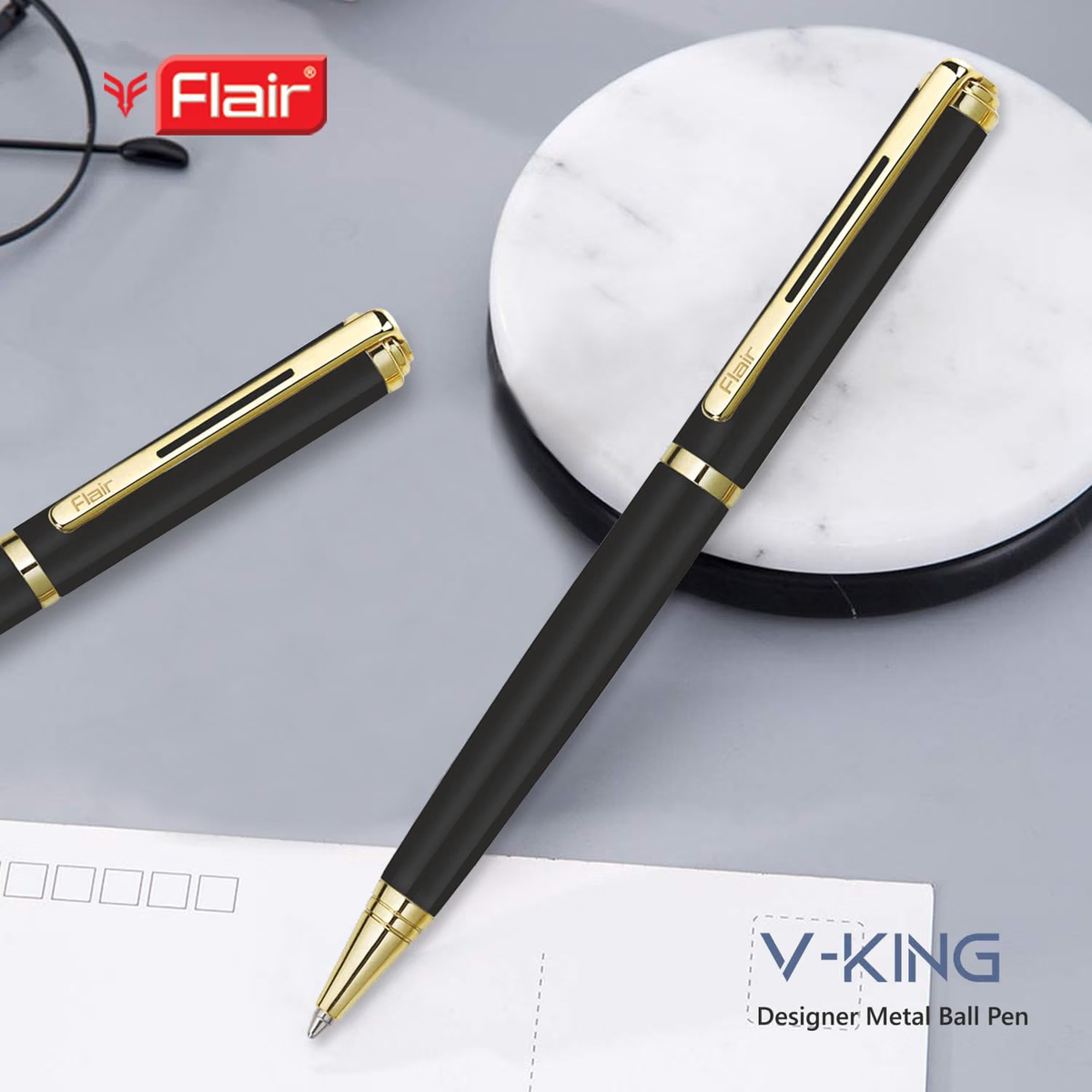 Flair Platinum V-King Ball Pen | Ink Colour - Blue
