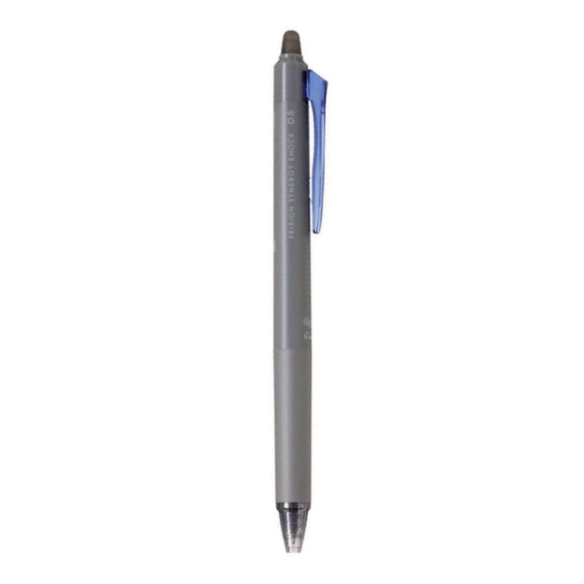 Pilot Frixion Synergy Knock 05 Roller Ball Pen with Inbuilt Eraser showcasing its sleek design and blue ink.