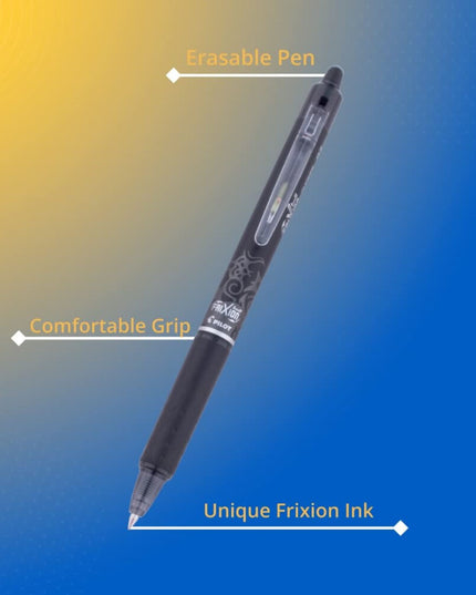 Pilot Frixion Clicker 0.7mm Fine Point Roller Ball Pen with Comfortable Dimpled Grip & Inbuild Eraser