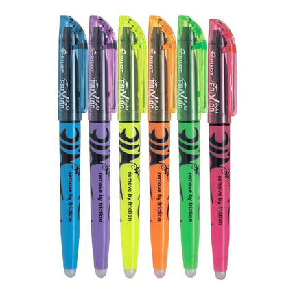 Pilot Frixion Light Highlighters Assorted Colours in vibrant shades for easy marking and clean corrections.