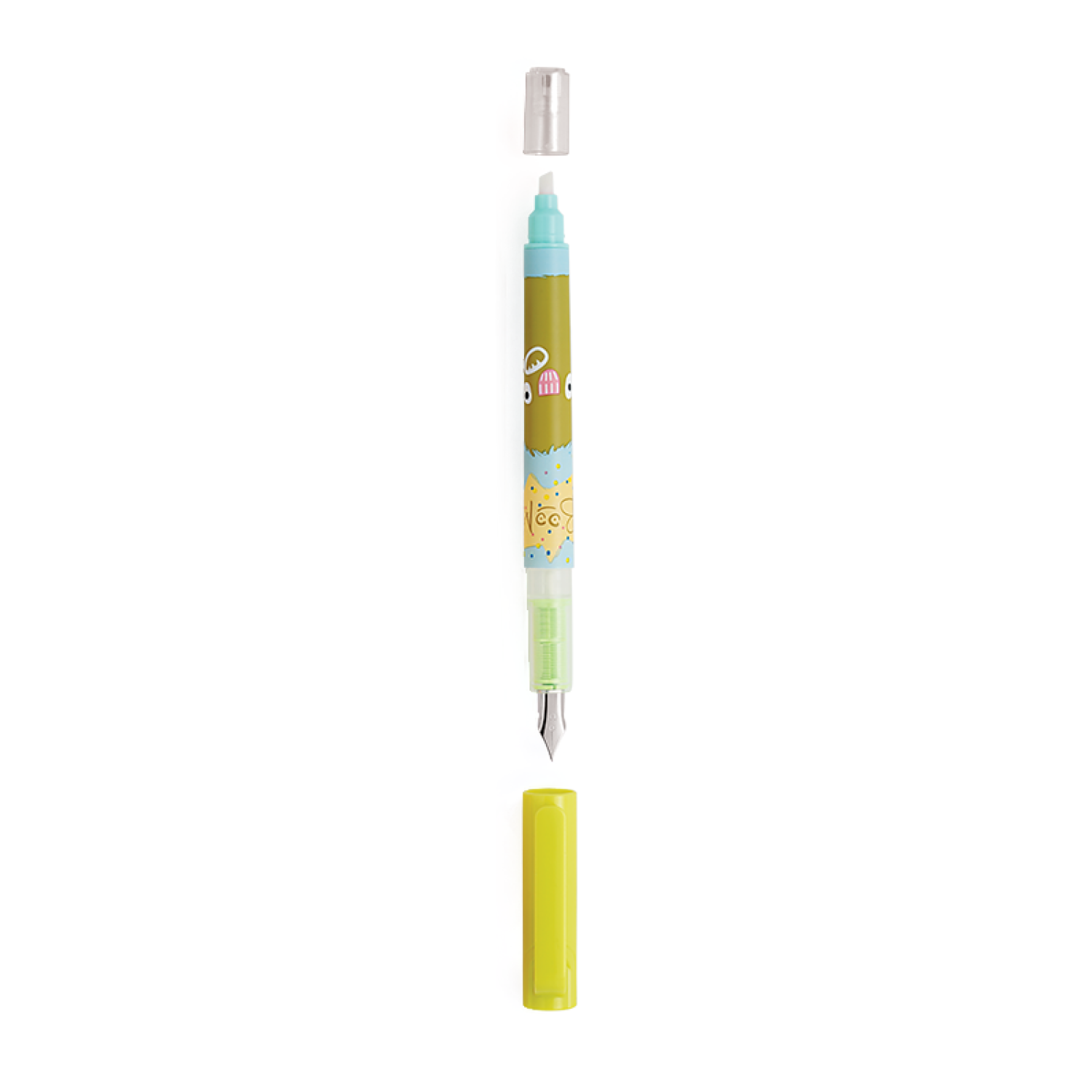 Unomax Funky Fountain Pen | 2 in 1 with Eraser | Includes 4 Ink Cartridges