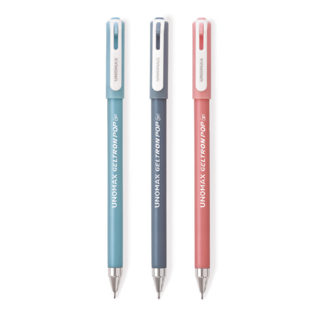 Unomax Geltron Pop Gel Pen | Waterproof Ink | Ink Colour - Blue, Black and Red