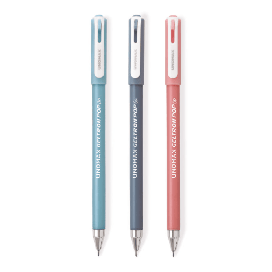 Unomax Geltron Pop Gel Pen | Waterproof Ink | Ink Colour - Blue, Black and Red