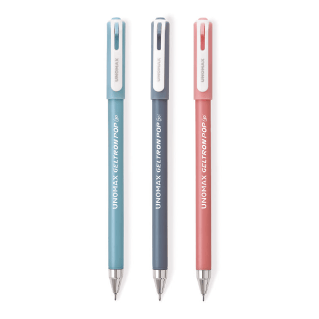 Unomax Geltron Pop Gel Pen | Waterproof Ink | Ink Colour - Blue, Black and Red