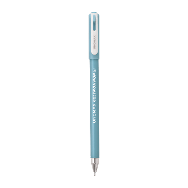 Unomax Geltron Pop Gel Pen | Waterproof Ink | Ink Colour - Blue, Black and Red in pastel blue finish