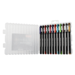 Unomax Geltron Fashion Gel Pen Set of 12 Shades | Waterproof Ink in a clear case with assorted colors.