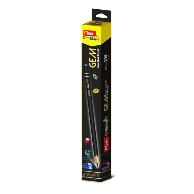 Flair Creative Gem Extra Dark Pencils | Includes Eraser and Sharpener