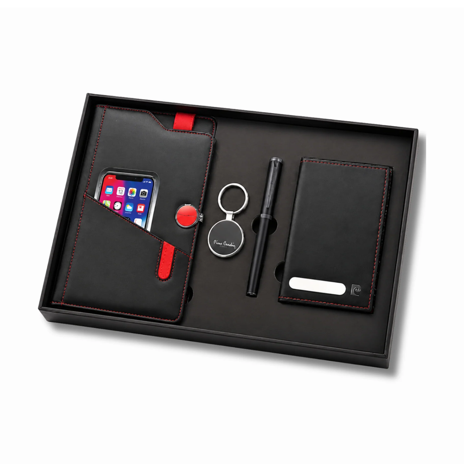 Pierre Cardin Glamour Gift Set | Set Of Diary, Roller Pen, Passport Holder and Keychain