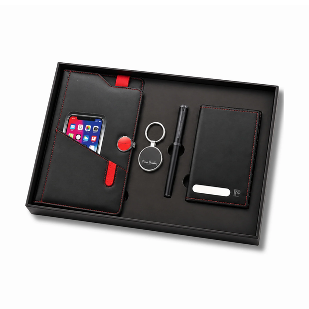 Pierre Cardin Glamour Gift Set | Set Of Diary, Roller Pen, Passport Holder and Keychain