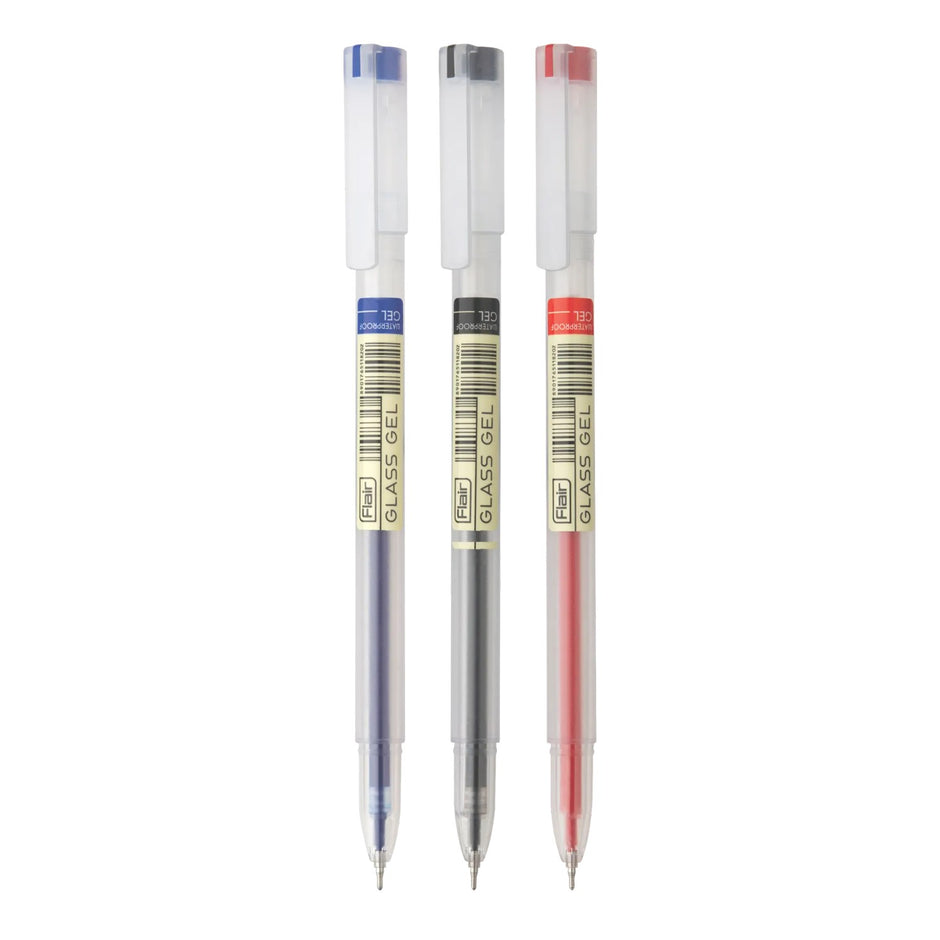 Flair Glass Gel Pen | Ink Colour - Blue, Black and Red