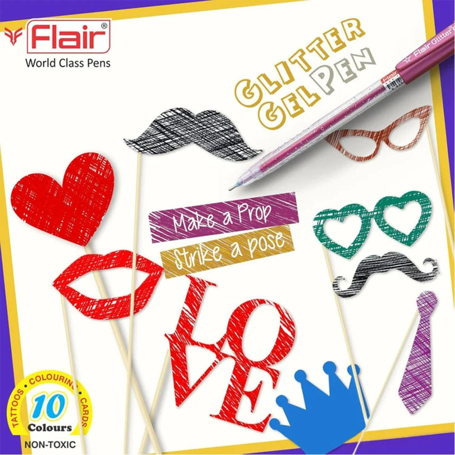 Flair Glitter Xtra Sparkle Gel Pen Set of 10 Shades