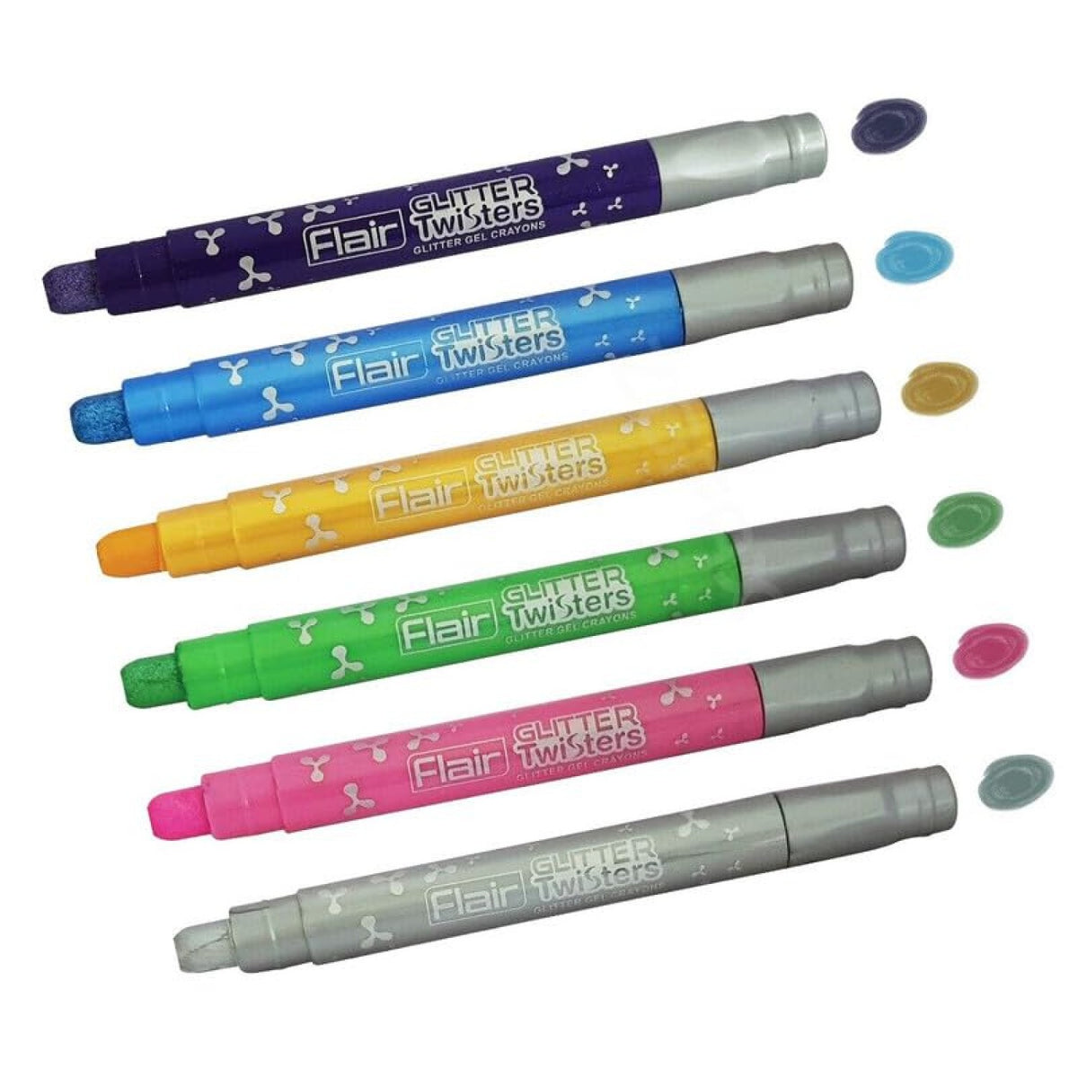 Flair Glitter Twister Gel Crayons Set of 6 Shades