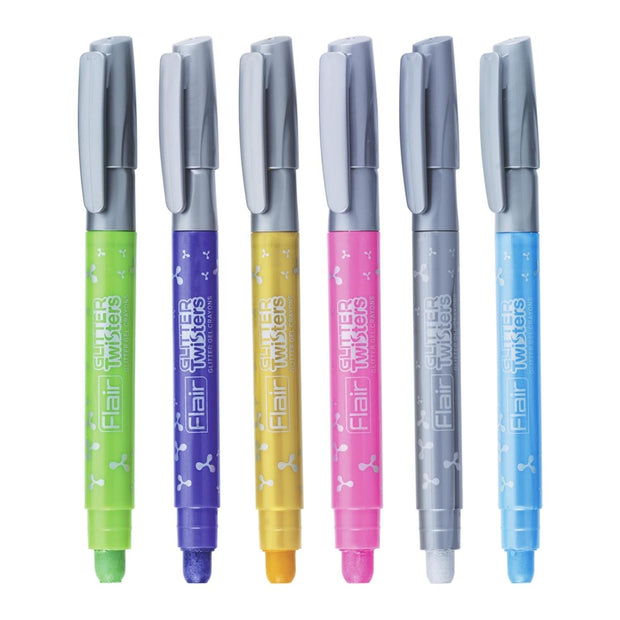 Flair Glitter Twister Gel Crayons Set of 6 Shades