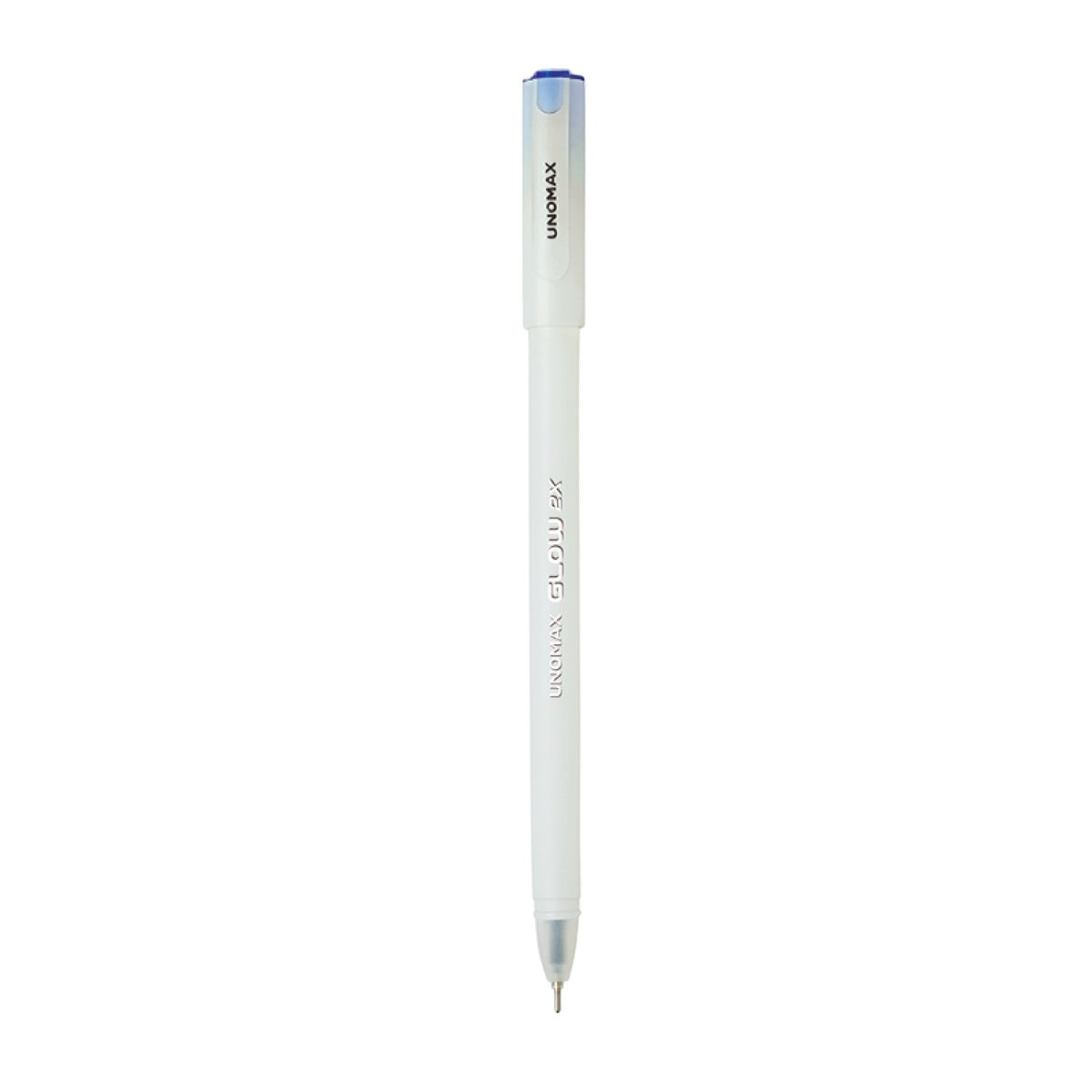 Unomax Glow 2X Ball Pen | Ink Colour - Blue, Black and Red on a white background.