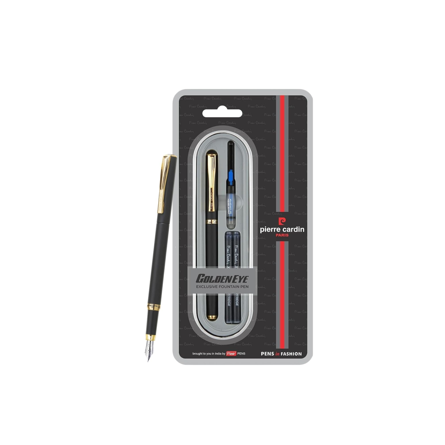 Pierre Cardin Golden Eye Fountain Pen | Includes Converter and 2 Cartridges