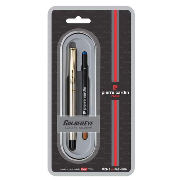 Pierre Cardin Golden Eye Roller Ball Pen in exclusive blister pack with blue ink.